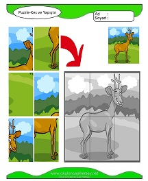 Puzzle Kes Yapıştır Çalışma Sayfaları